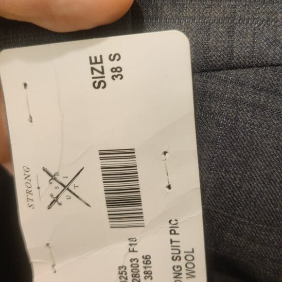 Strong Suit 38S 31w charcoal plaid slim fit tailored soft tailoring 100% wool - Picture 5 of 13